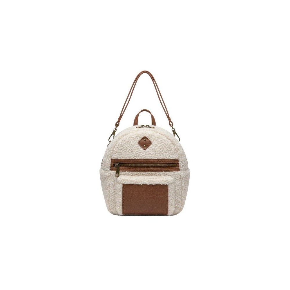 Claire's Mini Backpack Crossbody Girls OS White New Sherpa Fleece Faux Leather